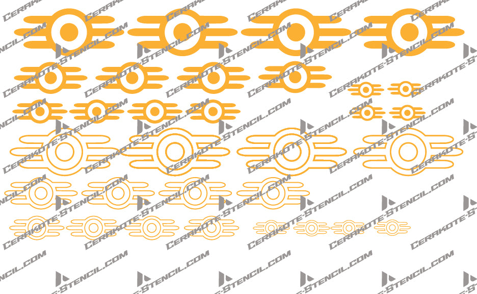 Fallout Vault Logo Stencil Kit – High Heat Resistant Vinyl – Precision Cut for Cerakote & Duracoat