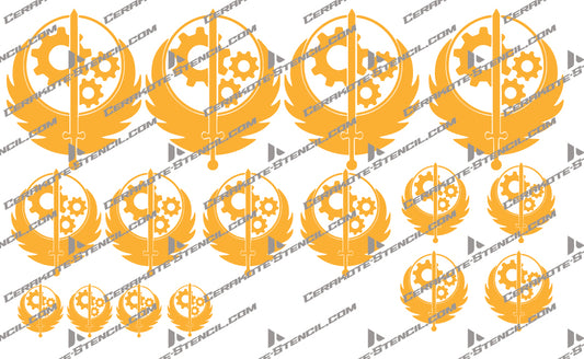 Fallout Brotherhood Logo -2  Stencil Kit – High Heat Resistant Vinyl – Precision Cut for Cerakote & Duracoat