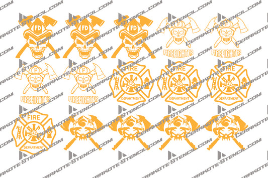 Firefighter Logo Stencil Set – Four 2" Designs Built for Heat-Cured Coatings