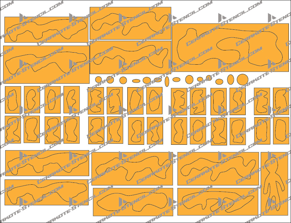 Multicam Camouflage Stencil Kit – High Heat Resistant Vinyl – Precision Cut for Cerakote & Duracoat (Copy)