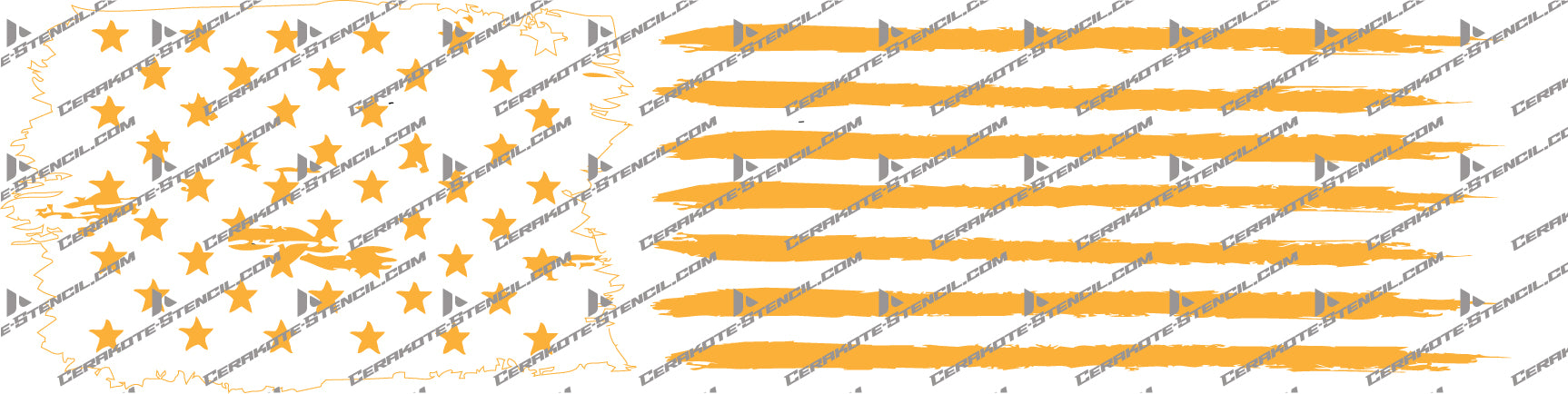tattered American flag stencil on rifle