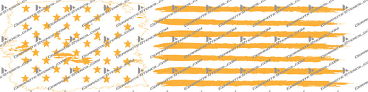 tattered American flag stencil on rifle