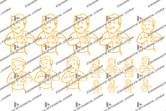 Fallout Vault Boy - Heart Stencil Kit – High Heat Resistant Vinyl – Precision Cut for Cerakote & Duracoat